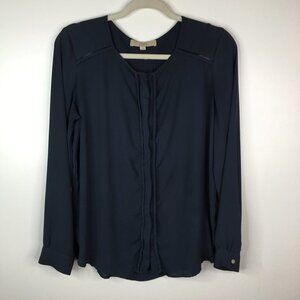 LOFT Blue Long Sleeve Button Down Top
